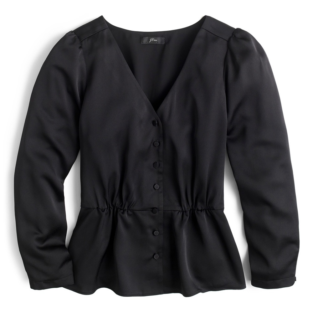 Black peplum top in satin-crepe - J. Crew